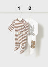 Newborn Boy Striped & Animal Print Sleepsuit