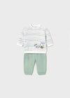 Newborn Boy Striped Top & Car Print Trousers