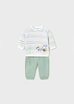 Newborn Boy Striped Top & Car Print Trousers