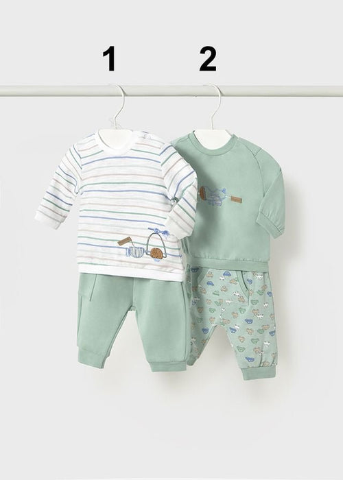 Newborn Boy Striped Top & Car Print Trousers