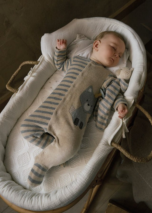 Newborn Boy Velour Animal Babygrow