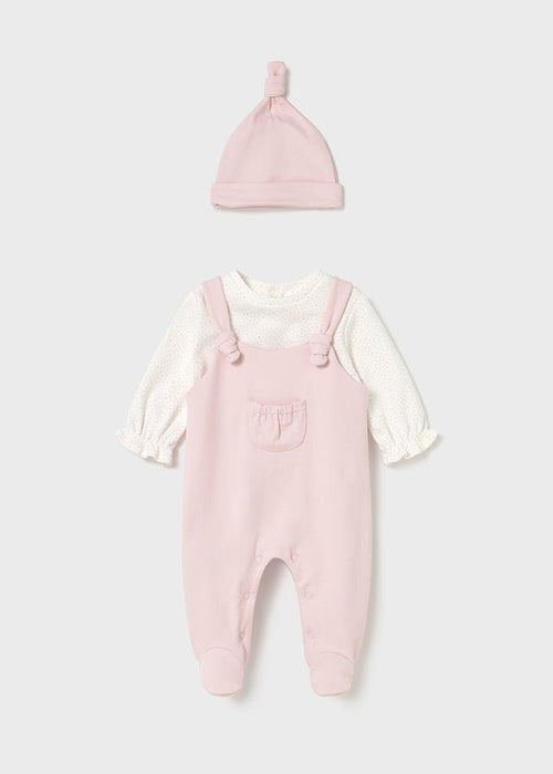 Newborn Girl 2 - Piece Pink Dungaree Set with Hat
