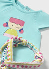 Newborn Girl 3 Piece Aqua Leggings Set