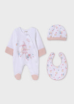 Newborn Girl 3 Piece Cotton Babysuit Set