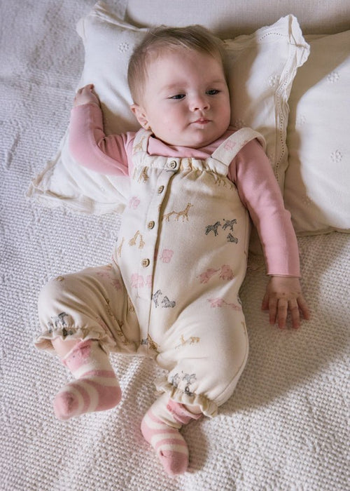 Newborn Girl Animal Print Dungaree Set with T-Shirt