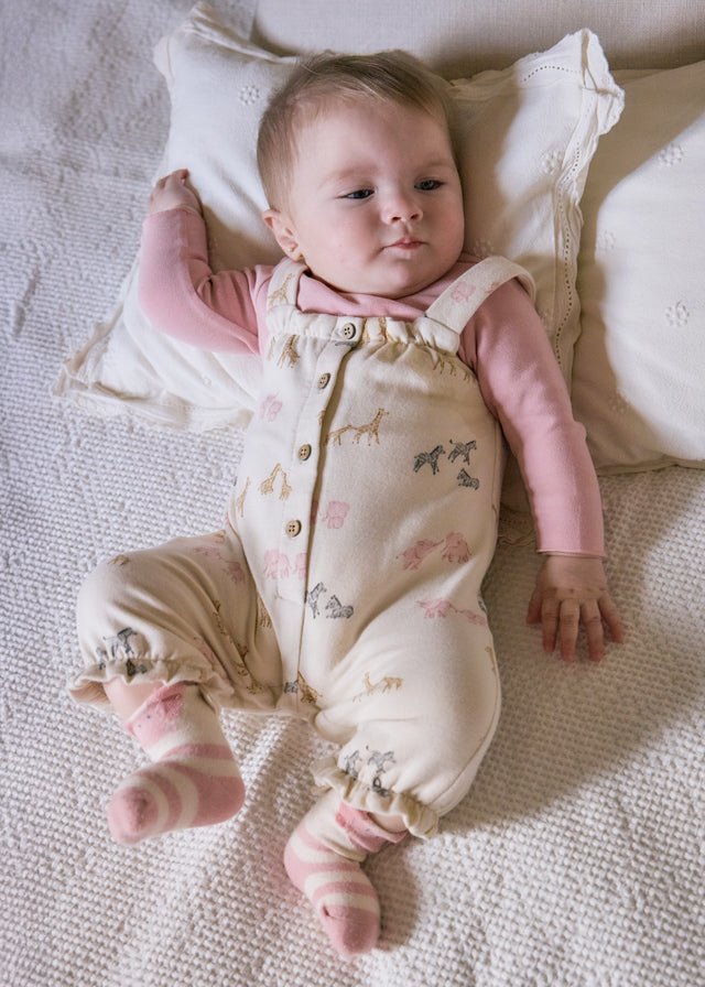 Newborn Girl Animal Print Dungaree Set with T-Shirt