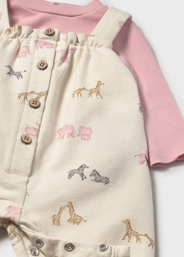 Newborn Girl Animal Print Dungaree Set with T-Shirt