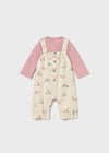 Newborn Girl Animal Print Dungaree Set with T-Shirt