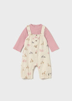 Newborn Girl Animal Print Dungaree Set with T-Shirt