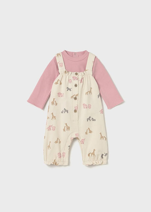 Newborn Girl Animal Print Dungaree Set with T-Shirt