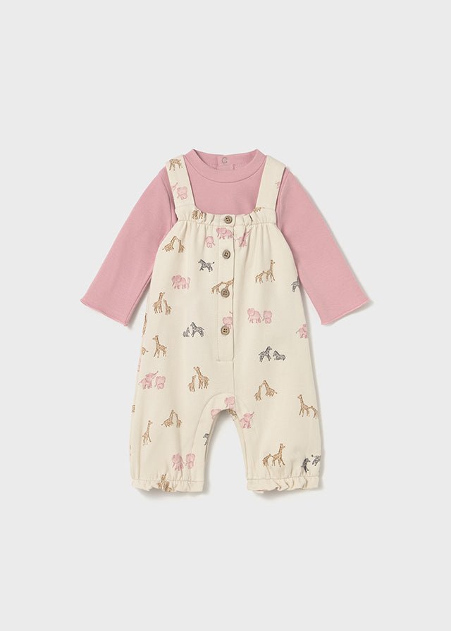 Newborn Girl Animal Print Dungaree Set with T-Shirt