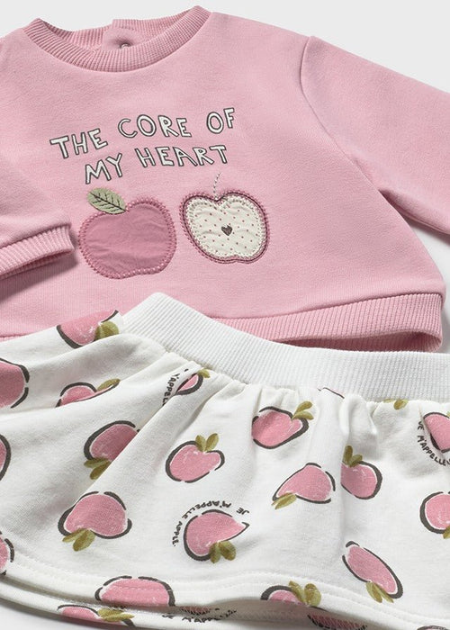 Newborn Girl Apple Print Pullover & Bottom Sets