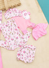 Newborn Girl Bathing Bodysuit with Hat