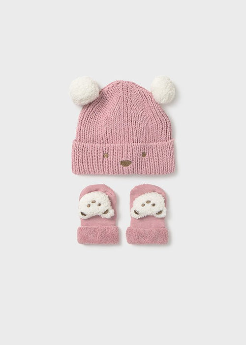 Newborn Girl Bear Face Hat & Socks Set
