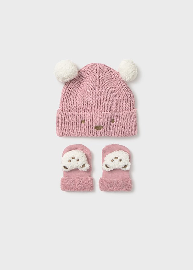 Newborn Girl Bear Face Hat & Socks Set