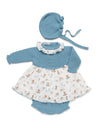Newborn Girl Blue Knit Dress Set – 3 Piece