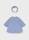 Newborn Girl Blue Puppy Dress Set