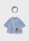Newborn Girl Blue Puppy Dress Set