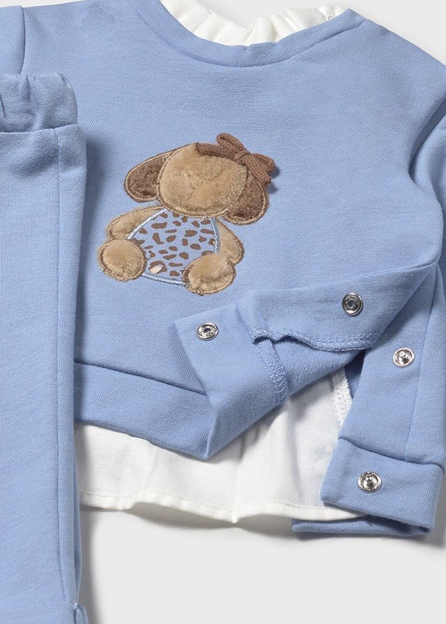 Newborn Girl Blue Teddy Bear Pant Set