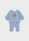 Newborn Girl Blue Teddy Bear Pant Set
