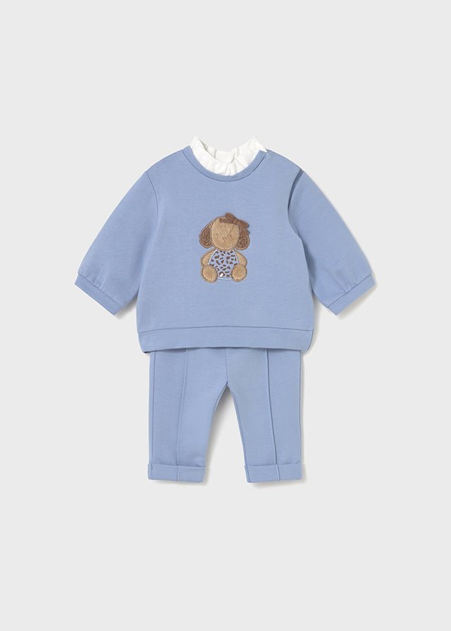 Newborn Girl Blue Teddy Bear Pant Set