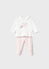 Newborn Girl Bow Embroidered Two - Piece Set