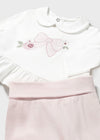 Newborn Girl Bow Embroidered Two - Piece Set