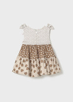 Newborn Girl Brown Tiered Dress