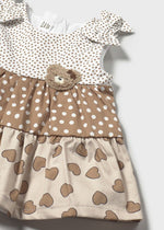 Newborn Girl Brown Tiered Dress