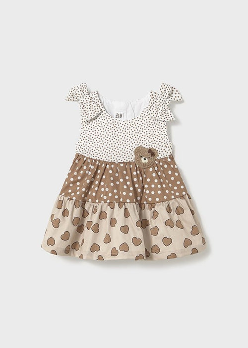 Newborn Girl Brown Tiered Dress