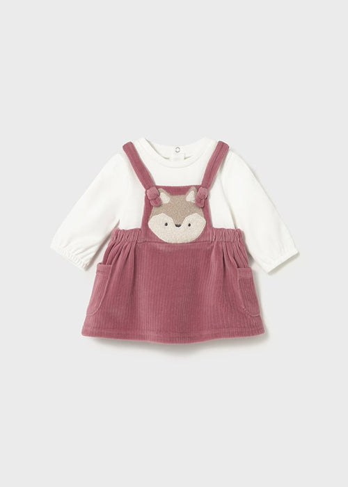 Newborn Girl Corduroy Fox Dungaree Dress