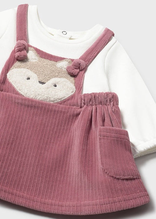 Newborn Girl Corduroy Fox Dungaree Dress