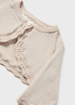 Newborn Girl Cotton Bolero Cardigan Beige