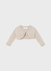 Newborn Girl Cotton Bolero Cardigan Beige