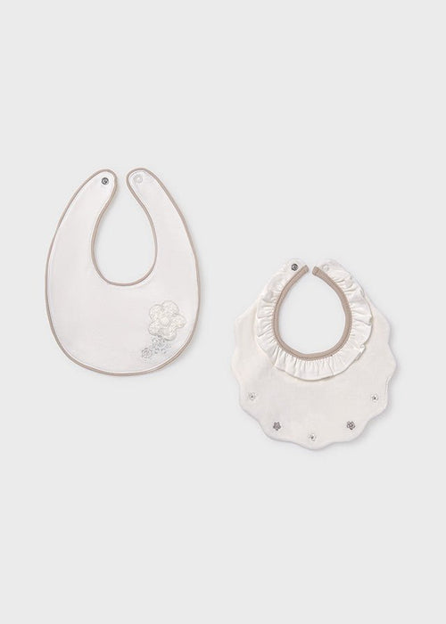 Newborn Girl Cream Bib Set with Embroidery (2 - Pack)