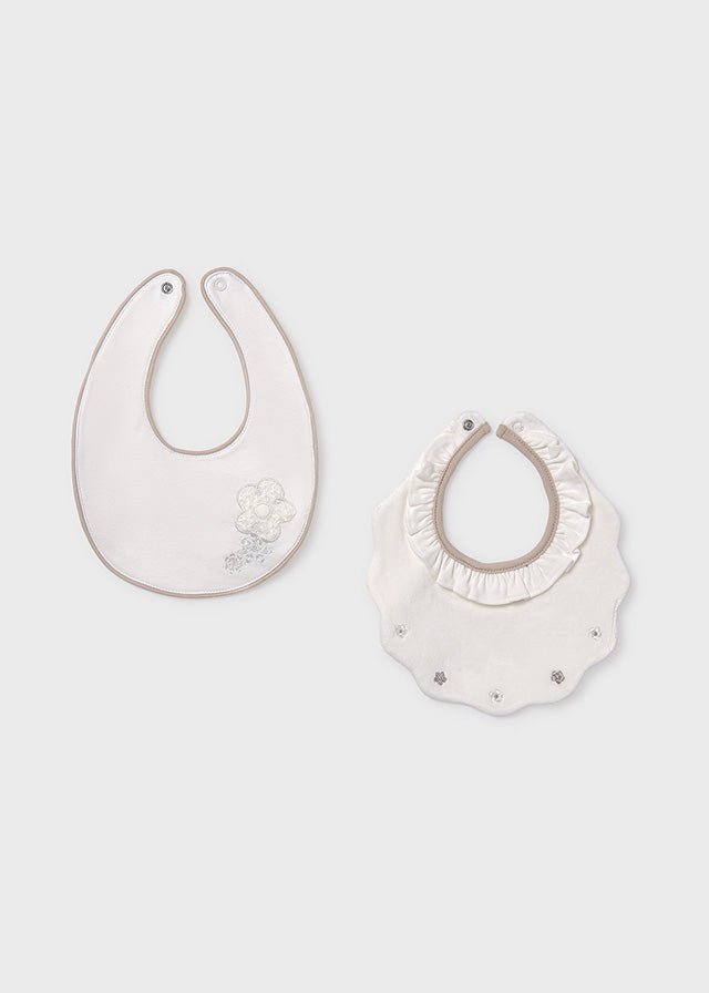 Newborn Girl Cream Bib Set with Embroidery (2 - Pack)