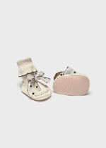 Newborn Girl Cream Bow Moccasin Sock - Shoes