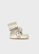 Newborn Girl Cream Bow Moccasin Sock - Shoes