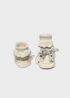 Newborn Girl Cream Bow Moccasin Sock - Shoes