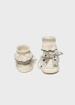 Newborn Girl Cream Bow Moccasin Sock - Shoes