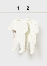 Newborn Girl Cream Fairy Print Cotton Pyjamas