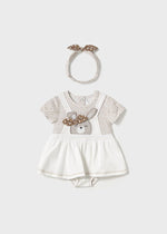 Newborn Girl Dungaree Skirt Set with Headband