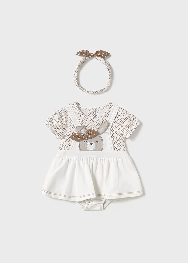 Newborn Girl Dungaree Skirt Set with Headband