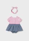 Newborn Girl Dungaree Skirt with Headband Set