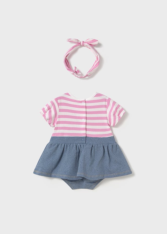 Newborn Girl Dungaree Skirt with Headband Set