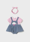 Newborn Girl Dungaree Skirt with Headband Set