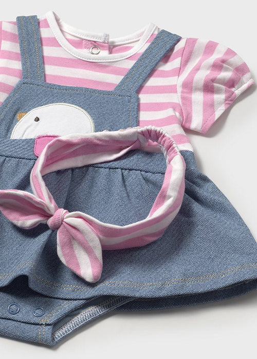 Newborn Girl Dungaree Skirt with Headband Set