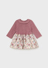 Newborn Girl Dusty Pink Knit & Floral Dress