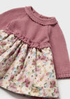 Newborn Girl Dusty Pink Knit & Floral Dress