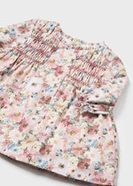 Newborn Girl Floral Cotton Dress with Smocking